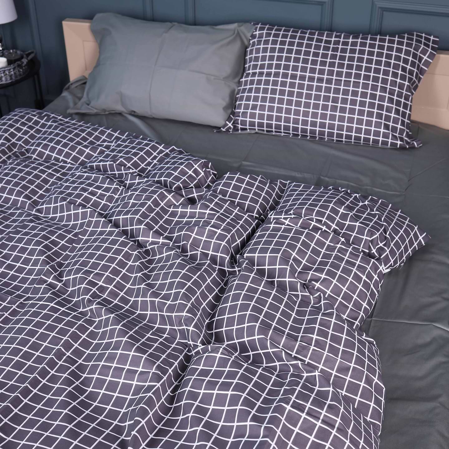 Комплект постельного белья MirSon 22-1372 Silver Checkered 220х240 (2200010474664)